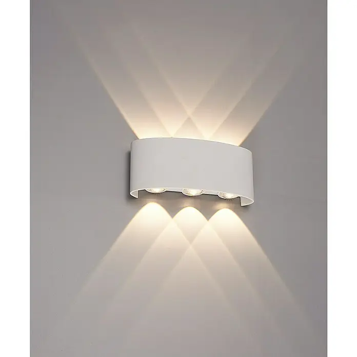 E2 elektro LED-Außenwandleuchte Petra - 17 x 4 x 8 cm, Weiß, IP54 - Wandleuchte in Weiß mit nach oben und unten gerichteten Lichtstrahlen. Eine elegante Beleuchtung für jeden Raum, die Atmosphäre schafft.