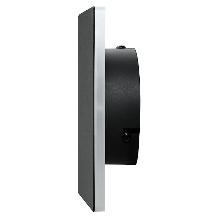 E2 elektro LED-Außenwandleuchte Tabit - 11 W, 6,2 x 15,6 x 8,3 cm, Anthrazit, IP54 - Seitenansicht einer schwarzen und silbernen Deckenleuchte, die ein modernes und minimalistisches Design aufweist.