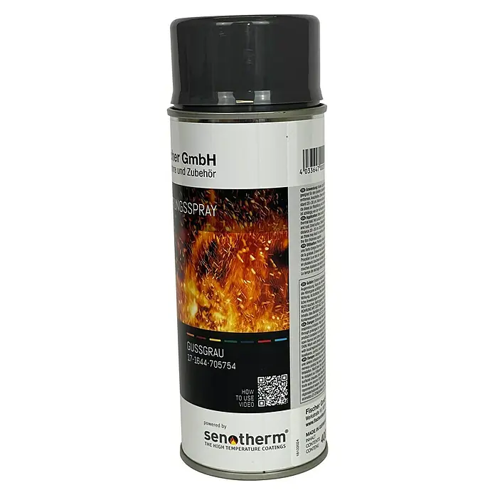 Ofen-Spray - Gussgrau, 0,4 l - Dose Gussspray von Senotherm, Farbe Gussgrau, geeignet für hitzebeständige Beschichtungen. Ideal für Öfen und Zubehör.