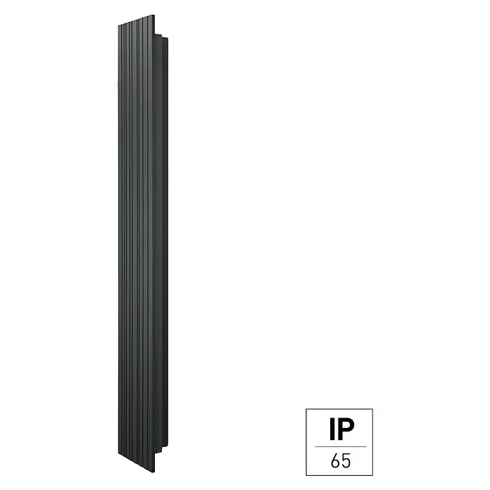E2 elektro LED-Außenwandleuchte Rigel - 20 W, 10 x 9,5 x 3,7 cm, Anthrazit, IP65 - Grauer Design Heizkörper mit vertikalen Rillen, moderner Look, IP65 Schutz, stilvolle und funktionale Heizungslösung für Ihr Zuhause.