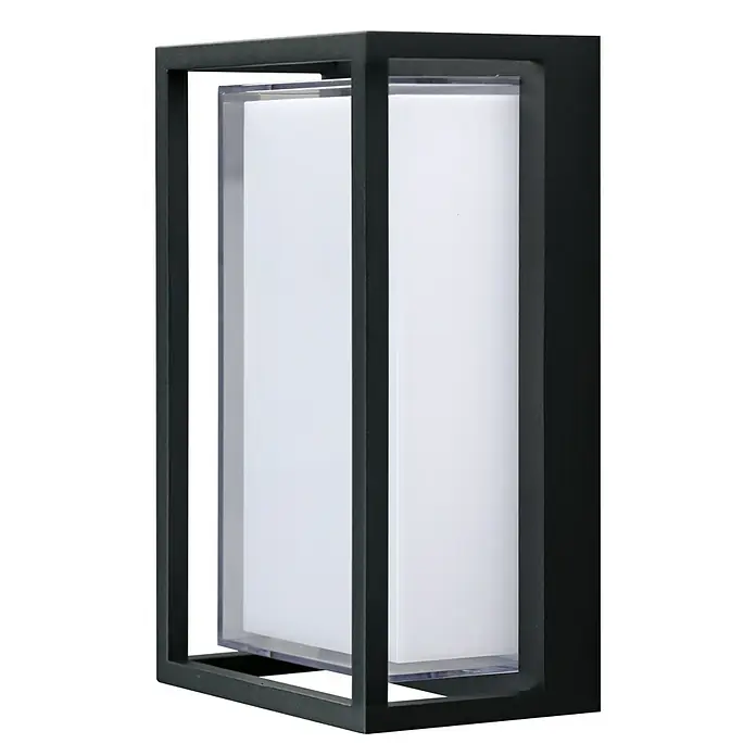 E2 elektro LED-Außenwandleuchte Merga - 12 W, 24 x 14,5 x 10 cm, Anthrazit, IP54 - Nahaufnahme einer rechteckigen Außenwandleuchte mit einem schlichten, modernen Design und klaren Linien. Ideal für die Beleuchtung von Hauswänden.