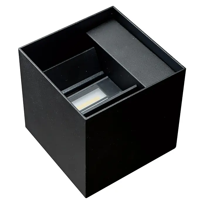 E2 elektro LED-Außenwandleuchte Kappa - 7 W, 10 x 10 x 10 cm, Anthrazit, IP65 - Schwarze Kubus Wandleuchte für Innen und Außen mit moderner LED-Beleuchtung zur stilvollen Akzentuierung von Wänden.