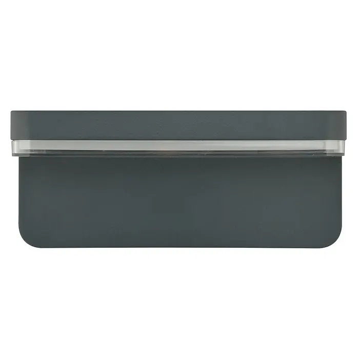 E2 elektro LED-Außenwandleuchte Ridos - 7 W, 22 x 9,3 x 8 cm, Anthrazit, IP44 - Graue rechteckige Brotdose mit einem schmalen, transparenten Deckel. Ideal für die Aufbewahrung von Lebensmitteln und Snacks, perfekt für unterwegs.