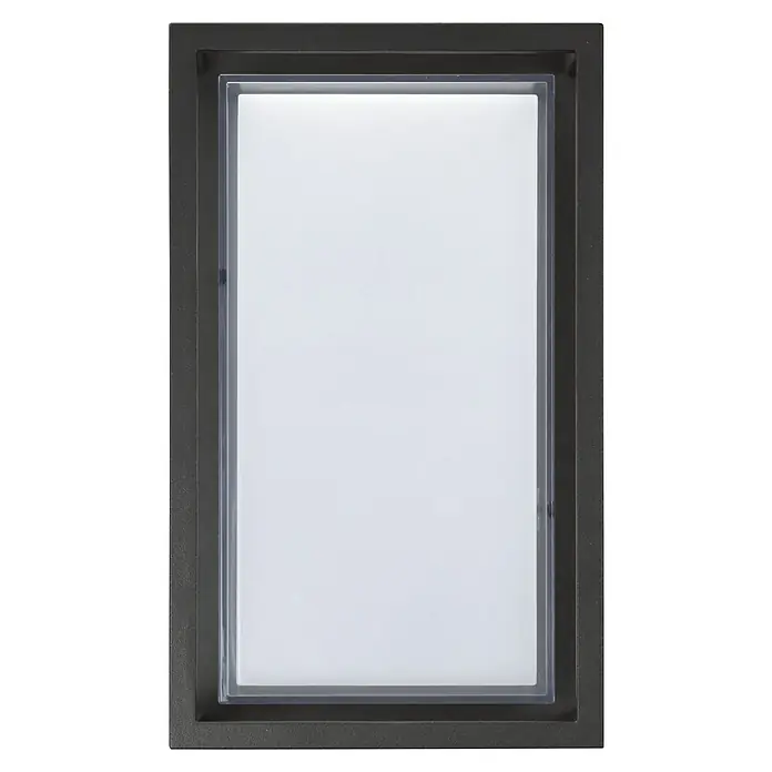 E2 elektro LED-Außenwandleuchte Merga - 12 W, 24 x 14,5 x 10 cm, Anthrazit, IP54 - Nahaufnahme eines schwarzen Werberahmens mit einer weißen Füllung, ideal für Innenwerbung und Botschaften.