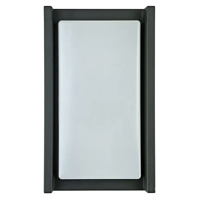 E2 elektro LED-Außenwandleuchte Cetus - 12 W, 14,5 x 24 x 7 cm, Anthrazit, IP65 - Rechteckige, diffuse LED-Wandleuchte mit grauer Umrandung, ideal für moderne Innenräume, bietet eine gleichmäßige und sanfte Beleuchtung.