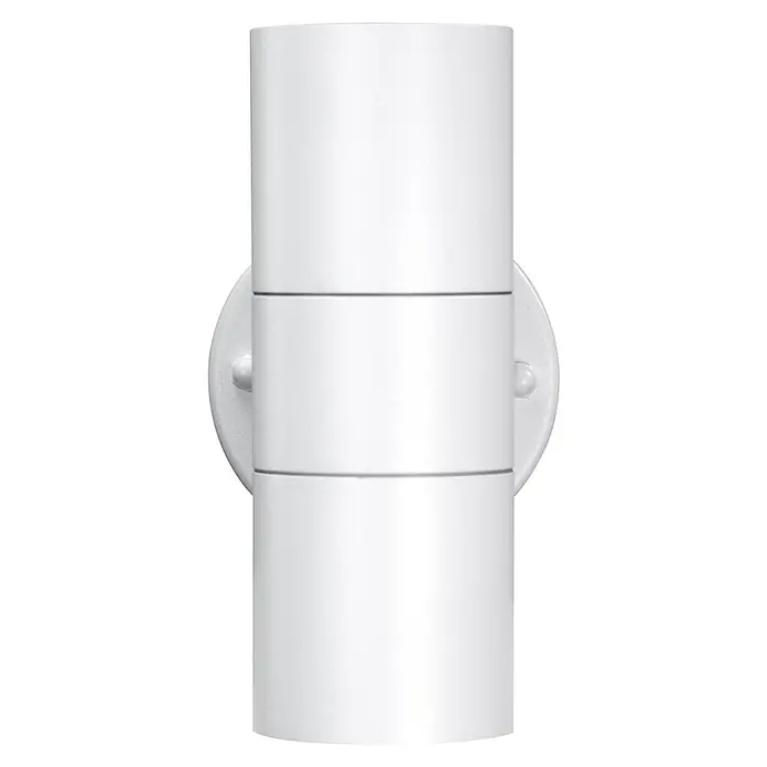 E2 elektro Außenwandleuchte Electra - 7 W, 9,2 x 8,5 x 16,2 cm, Weiß, IP44 - Weiße zylindrische Wandleuchte, ideal für den Außenbereich, mit klarem, modernem Design und robuster Bauweise für langanhaltende Beleuchtung.