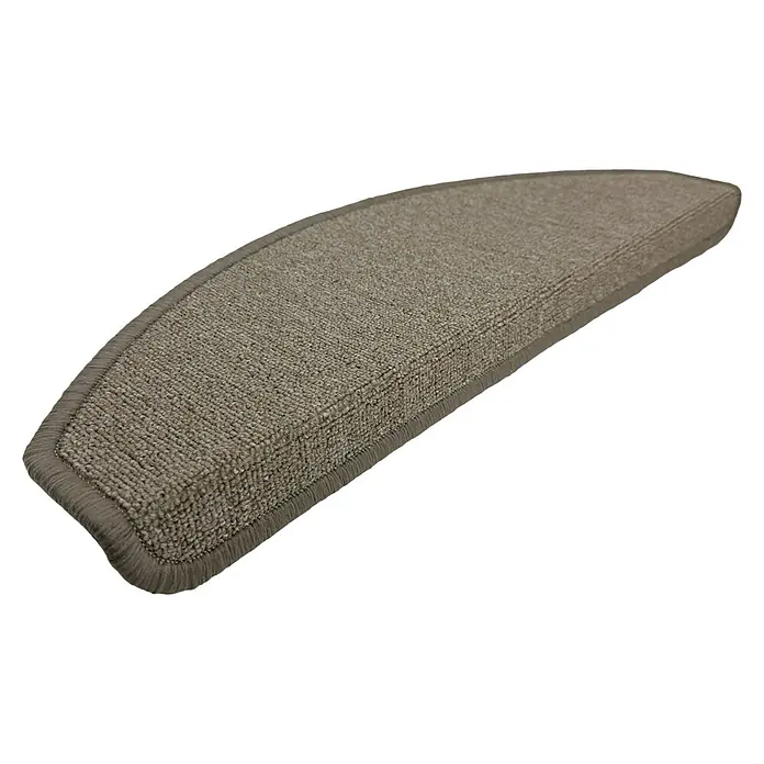 Stufenmatte Delta - 15 Stk., 22 x 65 cm, 100 % Polypropylen, Beige - Grauer, halbmondförmiger Teppich-Treppenläufer mit sauberer, farblich abgestimmter Umrandung für mehr Sicherheit und Komfort auf Treppen.