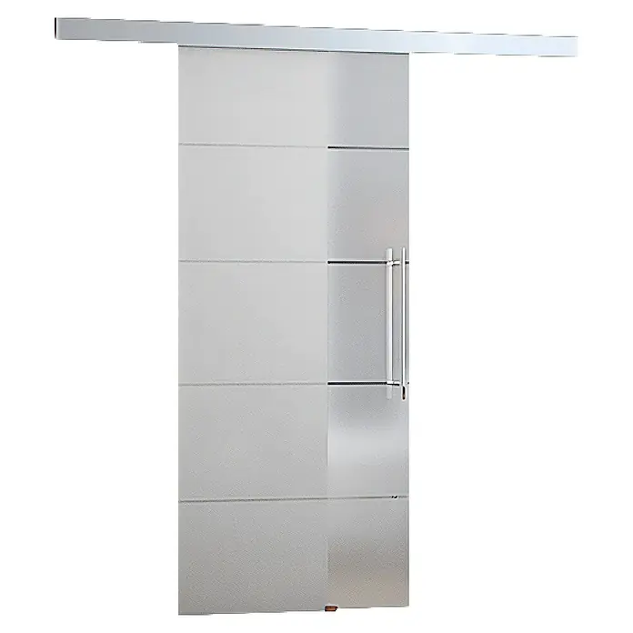 Futurbath Puerta corredera de vidrio Nepal Serigrafiada - 75 x 214 cm, Vidrio serigrafiado - Una puerta corredera de vidrio esmerilado con líneas horizontales y un tirador moderno, ideal para interiores elegantes y soluciones de ahorro de espacio.