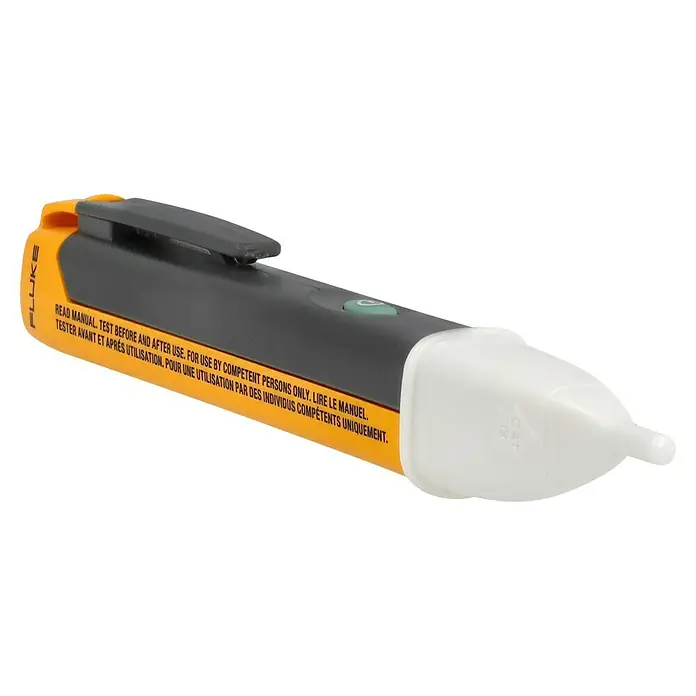 Fluke Kontaktloser Spannungsprüfer VoltAlert 1AC-II - 200 V - 1.000 V, IP40, CAT IV 1.000 V - Ein gelb-schwarzer Fluke Spannungsprüfer, ein nützliches Werkzeug zur Erkennung von Wechselspannung ohne direkten Kontakt.