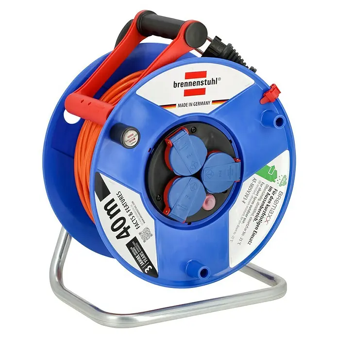 Brennenstuhl Garant Kabeltrommel - Kunststoff, 40 m, AT-N05V3V3-F, IP44 - Brennenstuhl Kabeltrommel mit 40m Kabel, ideal für den kurzfristigen Außeneinsatz, ölbeständig und abriebfest.