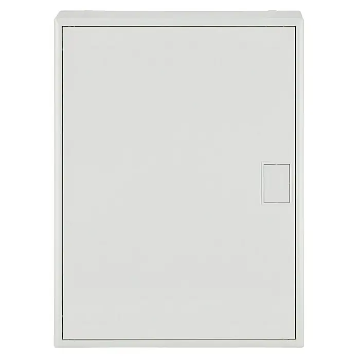 ABB - Striebel & John Aufputz-Verteiler AK624N3 + Tür AZT620 - Anzahl Reihen: 2 Stk., 33,9 x 45,3 cm, Weiß, RAL 9016 - Weißer Revisionsdeckel mit einem quadratischen Schloss, ideal für den unauffälligen Zugang zu Installationen in Wänden oder Decken.