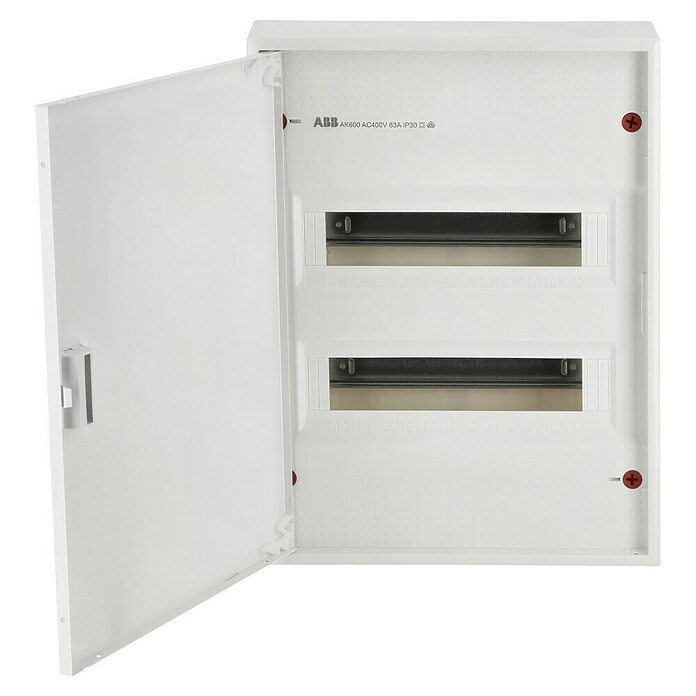 ABB - Striebel & John Aufputz-Verteiler AK624N3 + Tür AZT620 (Anzahl Reihen: 2 Stk., 33,9 x 45,3 cm, Weiß, RAL 9016) | BAUHAUS