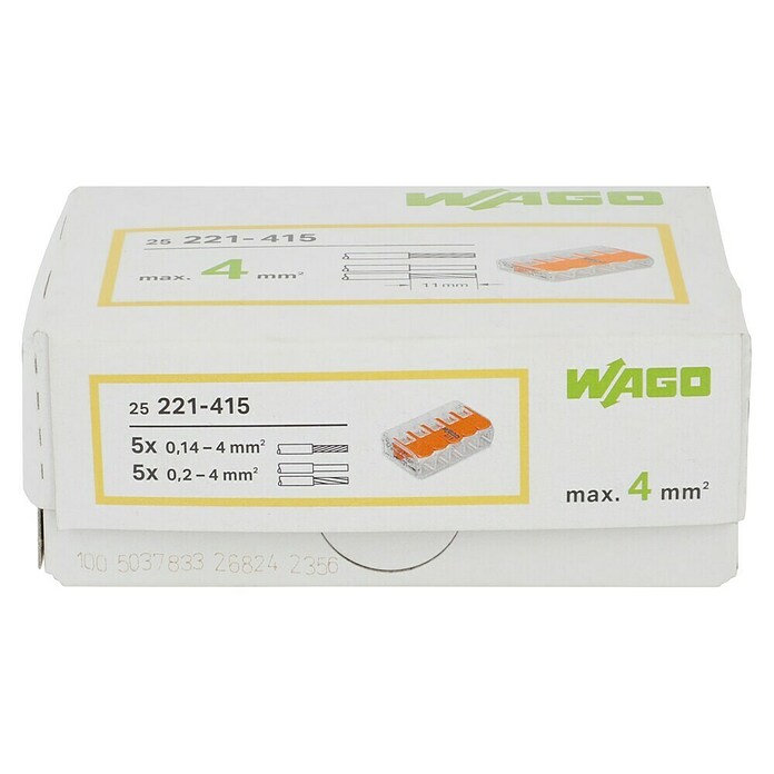Wago Hebelklemme Compact (Anzahl Leiter: 5, Querschnitt: 0,14 - 4 mm², 25 Stk.)