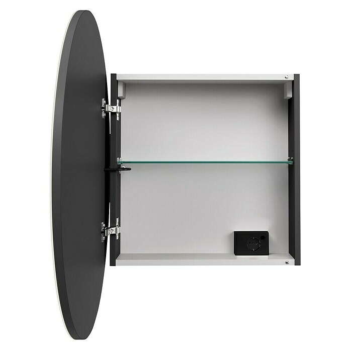 Camargue Point LED-Spiegelschrank (B x H: 74 x 74 cm, Holz, Anthrazit, DIN Anschlag: Links) | BAUHAUS
