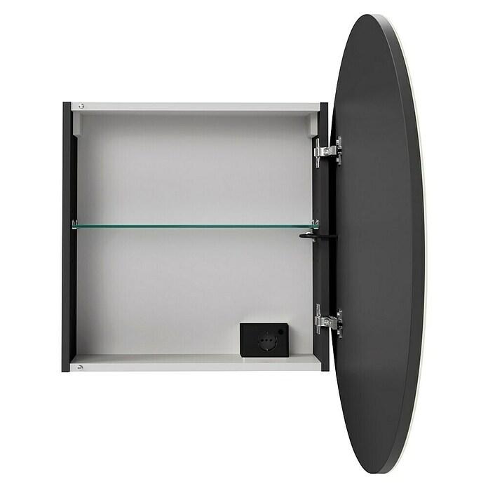 Camargue Point LED-Spiegelschrank (B x H: 74 x 74 cm, Holz, Anthrazit, DIN Anschlag: Rechts) | BAUHAUS