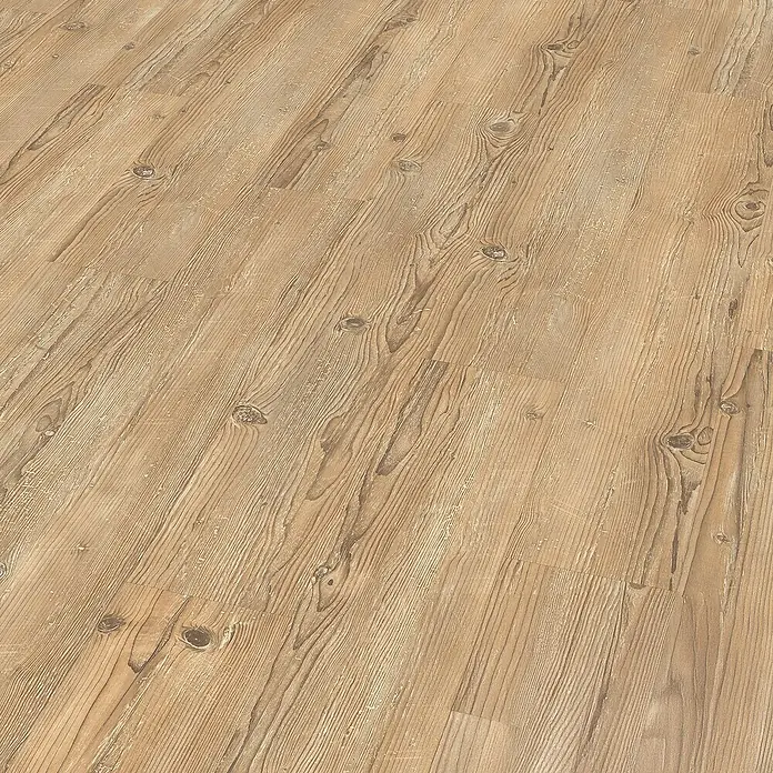Egger Laminat Aquadura+ - Morella Fichte vintage, Landhausdiele, 1.292 x 193 x 7,5 mm - Holzfußboden mit markanter Maserung und Astlöchern, ideal für einen natürlichen Look.
