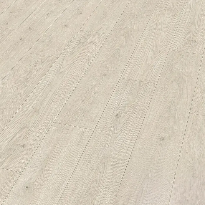 Egger Laminat Aquadura+ - Berdal Eiche weiss, Landhausdiele, 1.292 x 193 x 7,5 mm - Hochwertiger heller Laminatboden mit authentischer Holzoptik, ideal für moderne Wohnräume. Strapazierfähig und pflegeleicht.