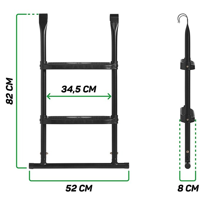Salta Trampolin-Leiter M (Länge: 82 cm, Stahl, Schwarz) | BAUHAUS