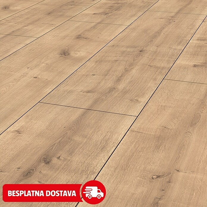 LOGOCLIC Vinto Laminat Hrast Wide Palazzo  (Bež, Rustikalni pod, 1.288 x 330 x 8 mm) | BAUHAUS