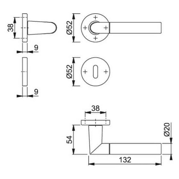 Hoppe Set kvaka za sobna vrata  (Aluminij, Oblik slova L, Debljina vrata: 37 mm - 42 mm) | BAUHAUS