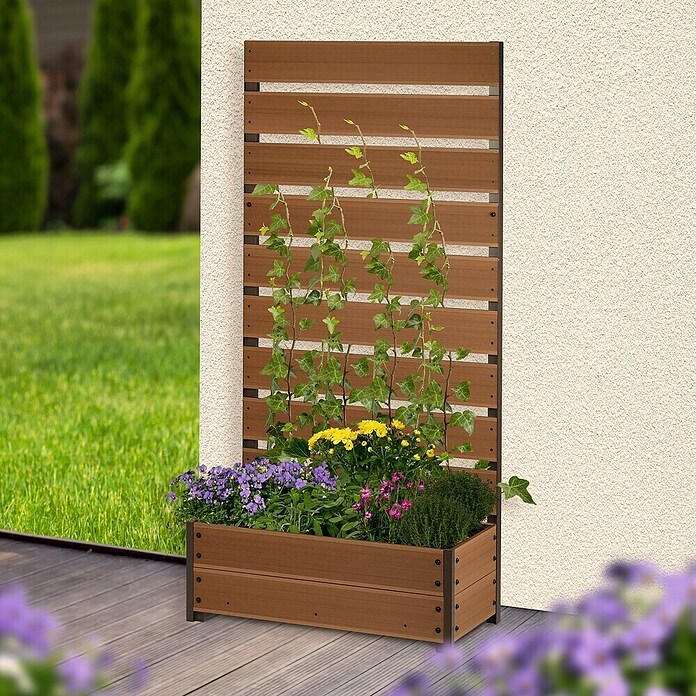 Dobar Pflanzkasten (Außenmaß (L x B x H): 72 x 33 x 137 cm, Verbundwerkstoff, Teak) | BAUHAUS