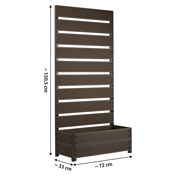 Dobar Pflanzkasten (Außenmaß (L x B x H): 72 x 33 x 137 cm, Verbundwerkstoff, Dunkelbraun) | BAUHAUS
