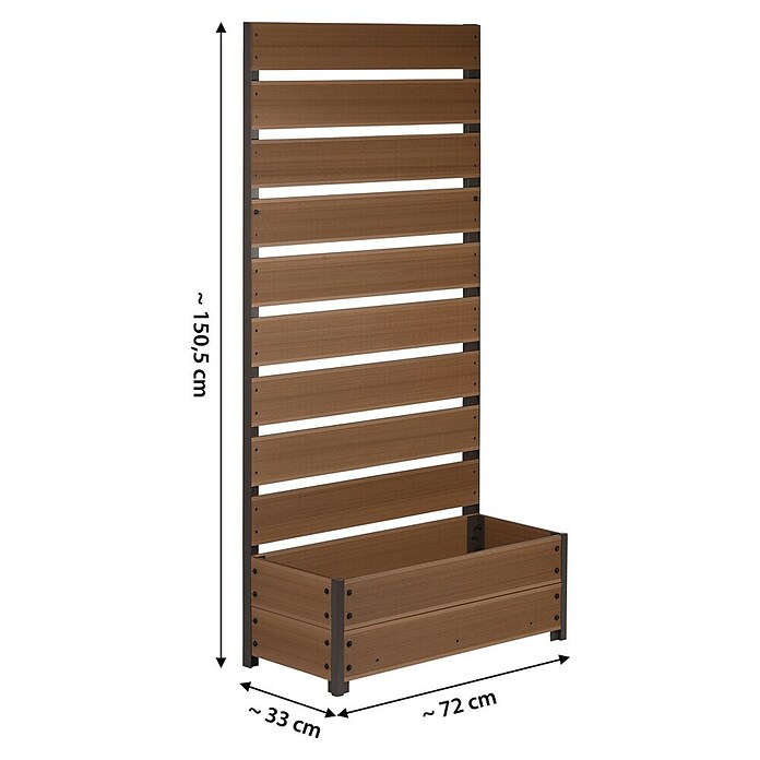 Dobar Pflanzkasten (Außenmaß (L x B x H): 72 x 33 x 137 cm, Verbundwerkstoff, Teak) | BAUHAUS