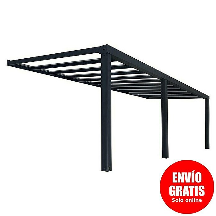 Palram – Canopia Marquesina adosada Stockholm (An x Pr: 810 x 340 cm, Gris antracita, Policarbonato, Transparente) | BAUHAUS