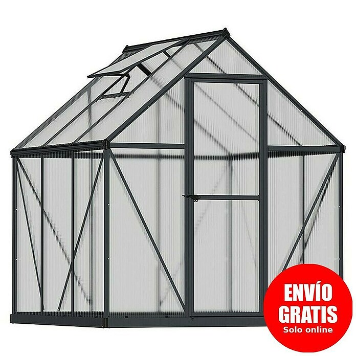 Palram – Canopia Invernadero Mythos (Medidas ext. (An x Pr): 185 x 186 cm, Material de la pared lateral: Plástico, 4 mm, Gris) | BAUHAUS