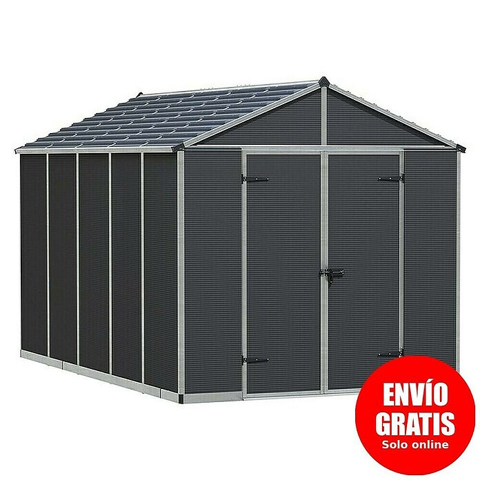 Palram – Canopia Caseta de jardín Rubicon (Medidas ext. (An x Pr): 2,37 x 3,77 m, Plástico, Gris) | BAUHAUS