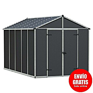 Palram – Canopia Caseta de jardín Rubicon (Medidas ext. (An x Pr): 2,37 x 3,77 m, Plástico, Gris)