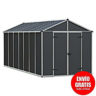 Palram – Canopia Caseta de jardín Rubicon (Medidas ext. (An x Pr): 2,37 x 5,28 m, Plástico, Gris)