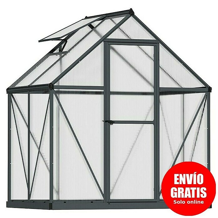 Palram – Canopia Invernadero Mythos (Medidas ext. (An x Pr): 185 x 126 cm, Material de la pared lateral: Plástico, 4 mm, Gris) | BAUHAUS