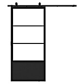 Solid Elements Schuifdeur Staal & Blank glas (100 x 215 cm, Zwart, 3 vlaks kickplate, Blank glas) | BAUHAUS