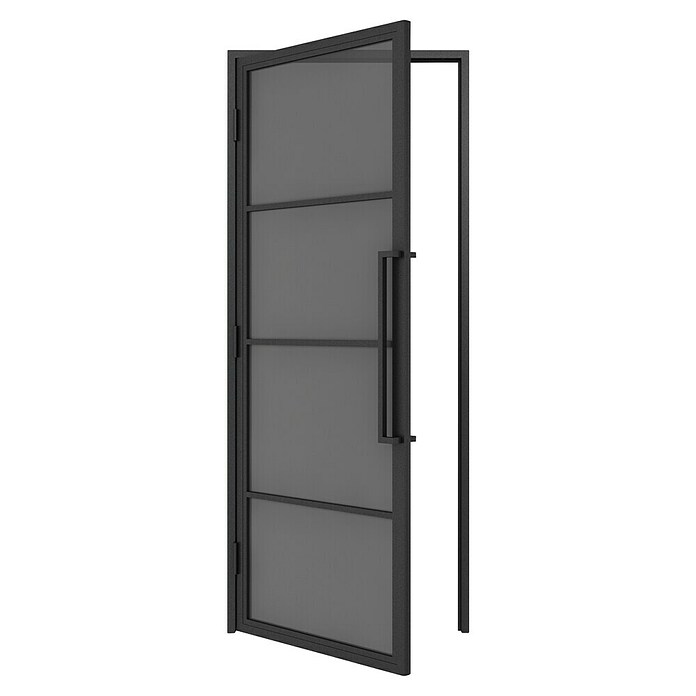 Solid Elements Binnendeur met kozijn - Staal & Rookglas - links (83 x 211,5 cm, Zwart, 4 vlaks, Rookglas) | BAUHAUS