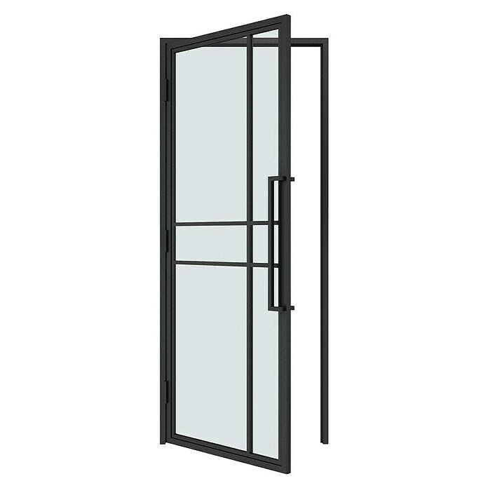 Solid Elements Binnendeur met kozijn - Staal & Blank glas - links (83 x 211,5 cm, Zwart, 6 vlaks, Blank glas) | BAUHAUS