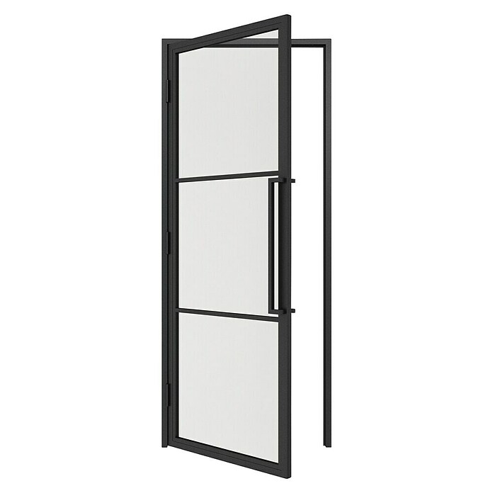 Solid Elements Binnendeur met kozijn - Staal & Blank glas - links (93 x 231,5 cm, Zwart, 3 vlaks, Blank glas) | BAUHAUS