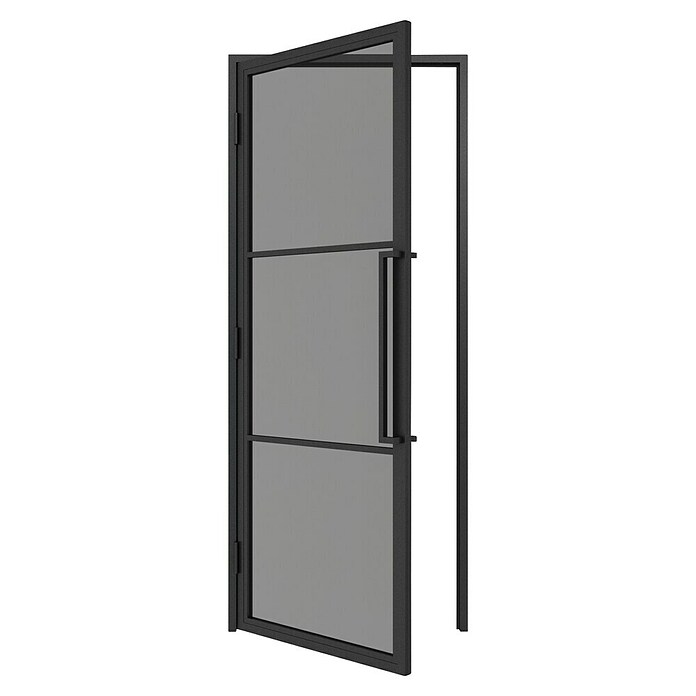 Solid Elements Binnendeur met kozijn - Staal & Rookglas - links (93 x 211,5 cm, Zwart, 3 vlaks, Rookglas) | BAUHAUS