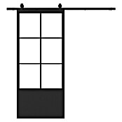 Solid Elements Schuifdeur Staal & Blank glas (100 x 215 cm, Zwart, 6 vlaks kickplate, Blank glas) | BAUHAUS