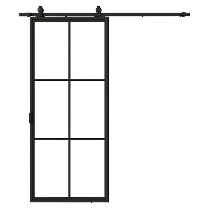 Solid Elements Schuifdeur Staal & Blank glas (100 x 235 cm, Zwart, 6 vlaks, Blank glas) | BAUHAUS