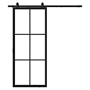 Solid Elements Schuifdeur Staal & Blank glas (100 x 235 cm, Zwart, 6 vlaks, Blank glas)