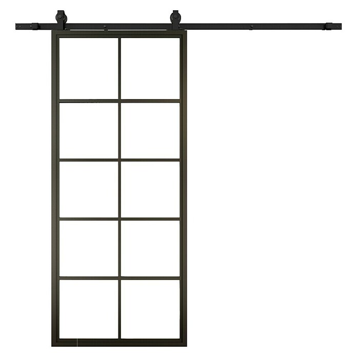 Solid Elements Schuifdeur Staal & Blank glas (100 x 215 cm, Zwart, 10 vlaks, Blank glas) | BAUHAUS