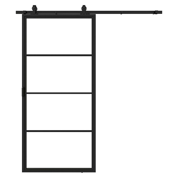 Solid Elements Schuifdeur Staal & Blank glas (100 x 235 cm, Zwart, 4 vlaks, Blank glas) | BAUHAUS