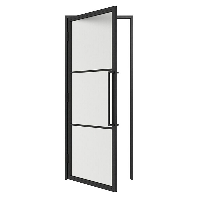 Solid Elements Binnendeur met kozijn - Staal & Mat glas - links (83 x 201,5 cm, Zwart, 3 vlaks, Mat glas) | BAUHAUS
