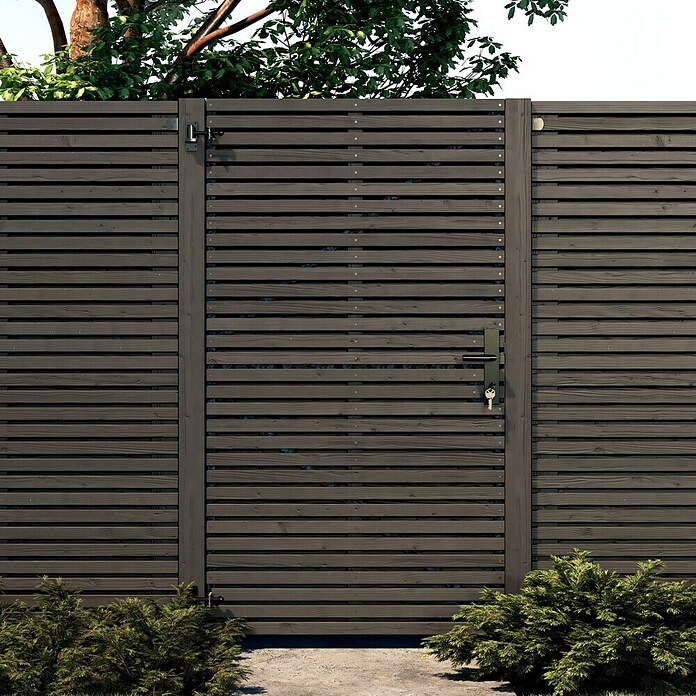 Tuinpoort Grenen Andalusië horizontaal (99 x 178 cm, Zwart, Hout) | BAUHAUS