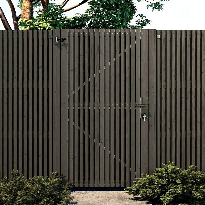 Tuinpoort Grenen Andalusië verticaal (99 x 178 cm, Zwart, Hout) | BAUHAUS