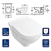 Villeroy & Boch Set za stenski WC Targa Style  (Izpiranje brez roba, Brez posebne glazure, Oblika splakovanja: Globok, WC odtok: Vodoravno, Bela) | 3943 - WC Wand Marke | DBBA - Keramik Marke | DBB - Keramik | DB - Keramik/Wannen | D - Sanitär | BAUHAUS