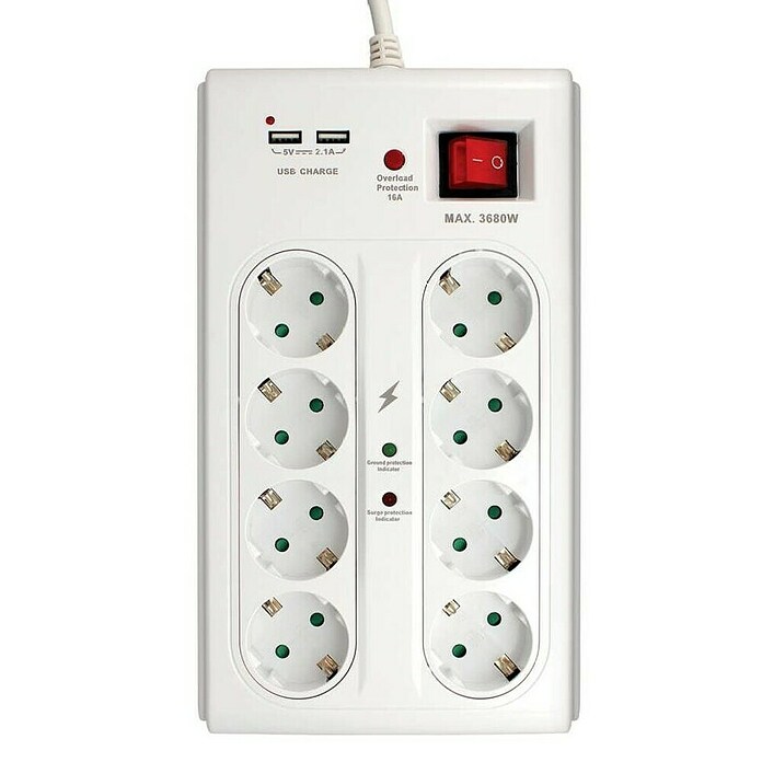 Commel Produžni kabel s utičnicama  (Bijela, Maksimalna priključna snaga: 3.500 W) | BAUHAUS