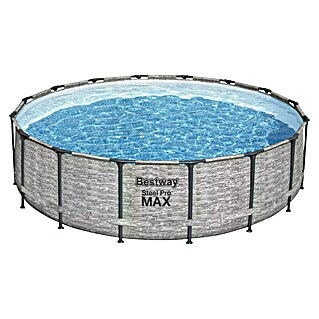 Bestway Bazen s okvirom Steel Pro Max (Ø x V: 488 x 122 cm, Siva, 19.500 l)
