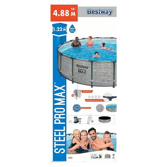 Bestway Bazen s okvirom Steel Pro Max  (Ø x V: 488 x 122 cm, Siva, 19.500 l) | BAUHAUS